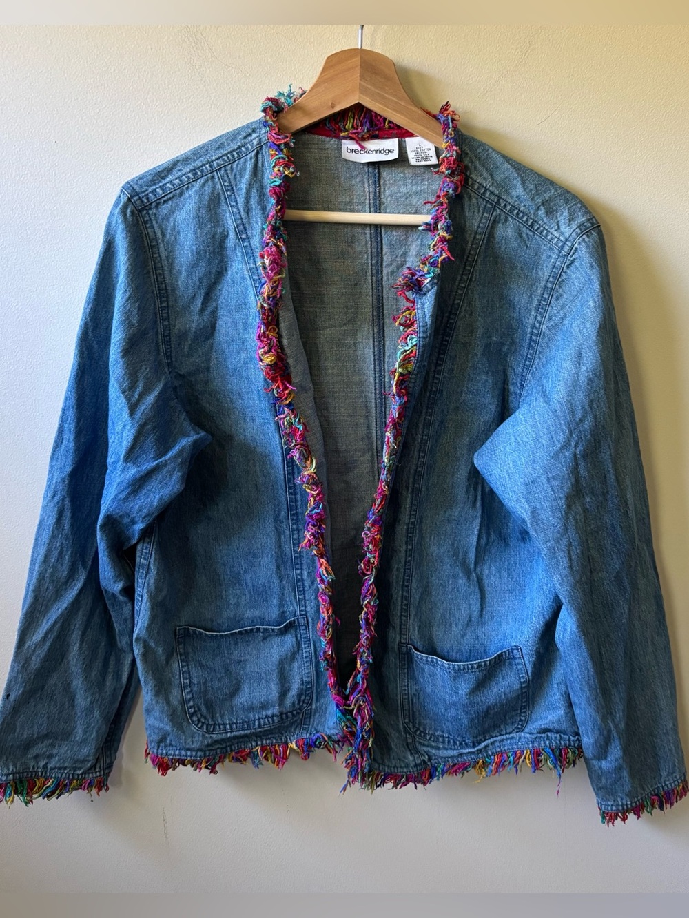 Breckenridge Blue Denim Jacket with Multicolor Silk Fringe